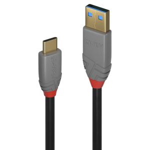 Lindy 36910 USB Kabel 0,5 m USB C USB A 10 Gbit/s Schwarz, Grau