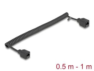 DELOCK RJ45 Spiralkabel Bu > Bu Cat.5e UTP 0,5m - 1m schwarz