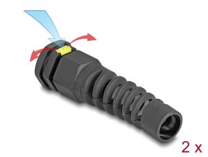 DeLOCK Kabelverschraubung M16 mit Belüftung und Zugentlastung IP68 staub- und wasserdicht schwarz 2 Stück
