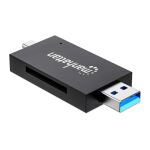 Manhattan 102735 Kartenleser USB 3.2 Gen 1 (3.1 Gen 1) Type-A/Type-C Schwarz, Transparent