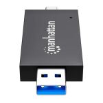 Manhattan 102735 Kartenleser USB 3.2 Gen 1 (3.1 Gen 1) Type-A/Type-C Schwarz, Transparent