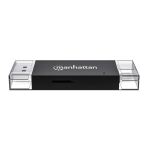 Manhattan 102735 Kartenleser USB 3.2 Gen 1 (3.1 Gen 1) Type-A/Type-C Schwarz, Transparent