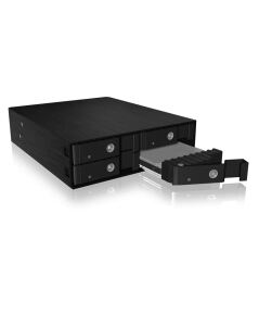 ICY BOX IB-2240SSK, Back Plane, 4x 2,5" (9-15mm high) SATA in 1x 5,25" bay, Schloss, 2x 4x4x2cm Lüfter, schwarz