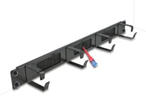 DELOCK 19" Kabelmanagement Bürstenleiste 4 Bügel 1 HE schw.