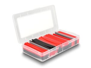 DELOCK Schrumpfschlauch Sortimentsbox schwarz/rot 196-teilig