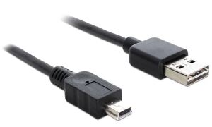 DeLOCK 3m USB 2.0 A - mini USB m/m USB Kabel USB A Mini-USB B 0,48 Gbit/s Schwarz
