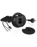 ICY BOX IB-HUB1430-CR, 3 Port USB 3.2 Gen 1 Tisch-Hub und Card Reader mit Audio Ein-/Ausgang und Schuko Steckdose (CEE 7/3), Ø 80 mm