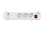 Equip 3-fach Steckdosenleiste mit Klemme und 3 x USB-Anschlüssen (2 x USB + 1 x USB), 2 m