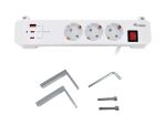 Equip 3-fach Steckdosenleiste mit Klemme und 3 x USB-Anschlüssen (2 x USB + 1 x USB), 2 m