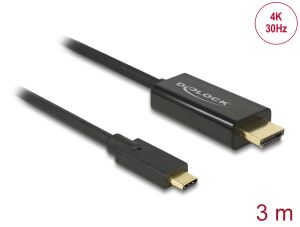 DELOCK USB Kabel C -> HDMI-A 4K 30Hz St/St 3.00m sw