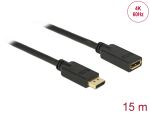 DELOCK Displayport Kabel 1.2 St > Bu 4K 60Hz 15.00m schwarz