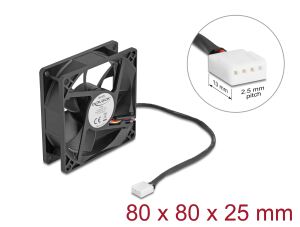 DELOCK Axiallüfter 12 V DC, 80 x 80 x 25 mm schwarz