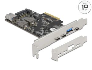 DeLOCK PCI Express x4 Karte zu 3 x USB Type-C + 2 x USB Typ-A - SuperSpeed USB 10 Gbps - Low Profile Formfaktor