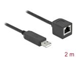 DeLOCK Serielles Anschlusskabel mit FTDI Chipsatz, USB 2.0 Typ-A Stecker zu RS-232 RJ45 Buchse 2 m schwarz