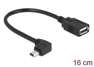 DELOCK USB Kabel A -> Mini-B Bu/St 0.16m 90° OTG sw