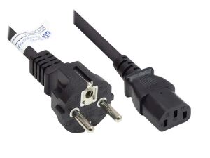 Alcasa P0030-S015 Stromkabel Schwarz 1,5 m Netzstecker Typ E+F C13-Koppler