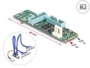 DELOCK Konverter M.2 Key B+M St zu 4x USB 5 Gbps Bu 50cm Kab
