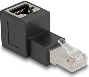 DeLOCK RJ45 Stecker zu RJ45 Buchse Adapter Cat.6A 90° nach oben gewinkelt