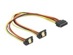 DELOCK Stromkabel 15Pin SATA -> 2x 15Pin SATA St/Bu 30cm