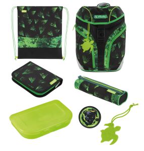 Herlitz SoftLight Plus Greenline Explorer Schulranzen-Set Junge Polyester Schwarz, Grün