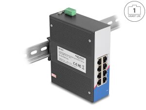 DELOCK Industrie Gigabit Ethernet Switch 8 Port RJ45 für Hut
