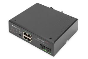 Digitus 4 Port Gigabit Ethernet Netzwerk PoE Switch, Industrial, Unmanaged, 2 SFP Uplink