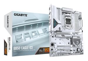 GIGABYTE B850 EAGLE ICE Mainboard – AMD Ryzen 9000 Serien-Prozessoren, 8+2+2 Phasen Digital-VRM, bis zu 8200 MHz DDR5 (O.C), 1 x PCIe 5.0 M.2 + 2 x PCIe 4.0 M.2, 2.5 GbE LAN, USB 3.2 Gen 2