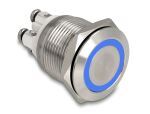 DELOCK Drucktaster zum Einbau 19mm 4x Schraubklemme LED blau