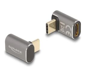 DeLOCK USB Adapter 40 Gbps USB Type-C PD 3.0 100 W Stecker zu Buchse gewinkelt 8K 60 Hz Metall