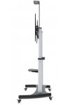 Manhattan Premium Multimedia TV-Ständer auf Rollen mit besonders hoher Traglast , Aluminiumkonstruktion, für Bildschirme von 60" bis 100" und bis zu 100 kg, -10 bis 5Â° neigbar, höhenverstellbar, Fachböden für Kamera und AV-Zubehör, silber und schwarz