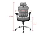 Equip Ergonomischer Premium-Bürostuhl mit Kopfstütze und Armlehnen, Grau