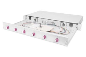 Digitus LWL Spleißbox, 1HE, bestückt, 6x LC DX, OM4