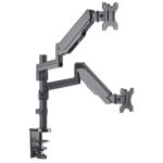 Manhattan Universal-Tischhalterung mit Gasdruckfeder für zwei Monitore, Zwei Halterungsarme mit Gasdruckfeder, Kugelgelenk und Verlängerungsarm, geeignet für zwei Monitore von 17" bis 32"* und bis zu 8 kg pro Arm