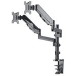 Manhattan Universal-Tischhalterung mit Gasdruckfeder für zwei Monitore, Zwei Halterungsarme mit Gasdruckfeder, Kugelgelenk und Verlängerungsarm, geeignet für zwei Monitore von 17" bis 32"* und bis zu 8 kg pro Arm