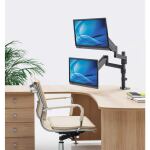 Manhattan Universal-Tischhalterung mit Gasdruckfeder für zwei Monitore, Zwei Halterungsarme mit Gasdruckfeder, Kugelgelenk und Verlängerungsarm, geeignet für zwei Monitore von 17" bis 32"* und bis zu 8 kg pro Arm