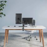 Manhattan Universal-Tischhalterung mit Gasdruckfeder für zwei Monitore, Zwei Halterungsarme mit Gasdruckfeder, Kugelgelenk und Verlängerungsarm, geeignet für zwei Monitore von 17" bis 32"* und bis zu 8 kg pro Arm