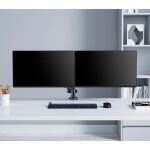 Manhattan Universal-Tischhalterung mit Gasdruckfeder für zwei Monitore, Zwei Halterungsarme mit Gasdruckfeder, Kugelgelenk und Verlängerungsarm, geeignet für zwei Monitore von 17" bis 32"* und bis zu 8 kg pro Arm