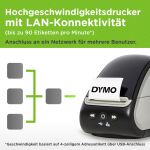 DYMO Etikettendrucker LabelWriter 550 Turbo | Beschriftungsgerät mit Hochgeschwindigkeits-Thermodirektdruck | automatische Etikettenerkennung | druckt mit USB-/LAN-Anschluss | EU-Stecker