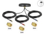 DeLOCK Multiband LTE-MIMO UMTS GSM GNSS Antenne 3 x SMA Stecker omnidirektional Dachmontage schwarz outdoor