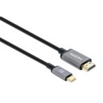 Manhattan 153591 Videokabel-Adapter 1 m HDMI Typ A (Standard) USB Typ-C Schwarz, Grau