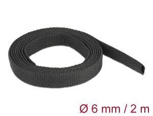 DELOCK Gewebeschrumpfschlauch 2 m x 6 mm schwarz