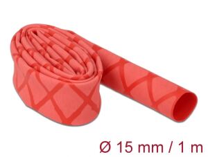 DELOCK Schrumpfschlauch X-Muster rutschfest 1 m x 15 mm rot