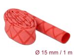 DELOCK Schrumpfschlauch X-Muster rutschfest 1 m x 15 mm rot