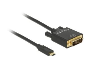 DeLOCK 2m, USB-C/DVI 24+1 USB-Grafikadapter 3840 x 2160 Pixel Schwarz