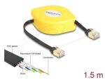 DELOCK RJ45 Aufrollkabel Cat.6A STP 1,5 m schwarz gelb