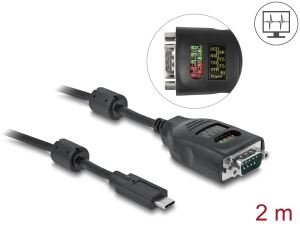 DELOCK USB-C zu Seriell DB9 Adapter mit 9 LED RS-232 Tester
