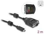 DELOCK USB-C zu Seriell DB9 Adapter mit 9 LED RS-232 Tester