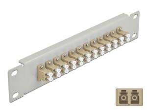 DELOCK 10" LWL Patchpanel 12 Port LC Duplex beige 1 HE grau