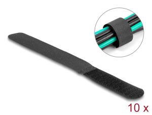 DELOCK Klettkabelbinder L 180 x B 20 mm schwarz 10 Stück