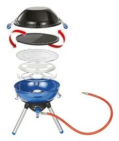 Campingaz Party Grill 400 Caravan Tisch Propan/Butan Schwarz, Blau, Satinierter Stahl 2000 W